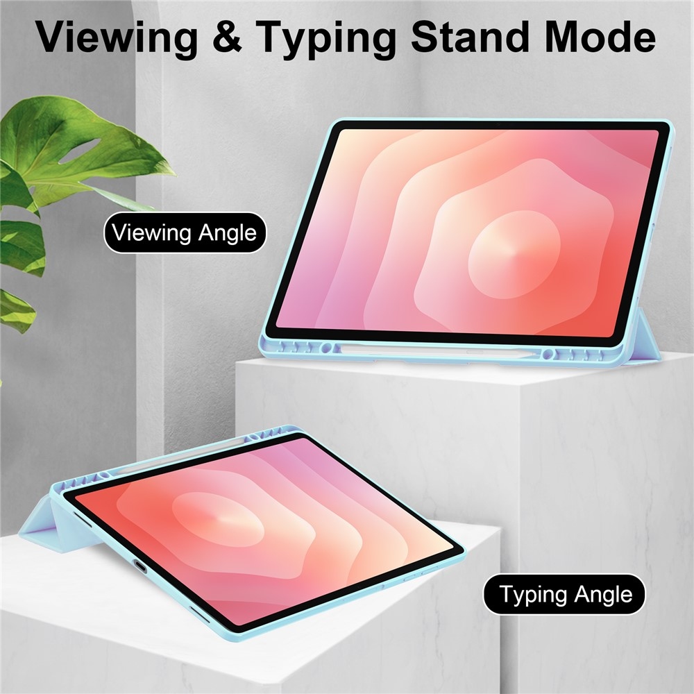 Case okos, zárható tok merev hátlappal a Samsung Galaxy Tab S12+ készülékhez – világoskék