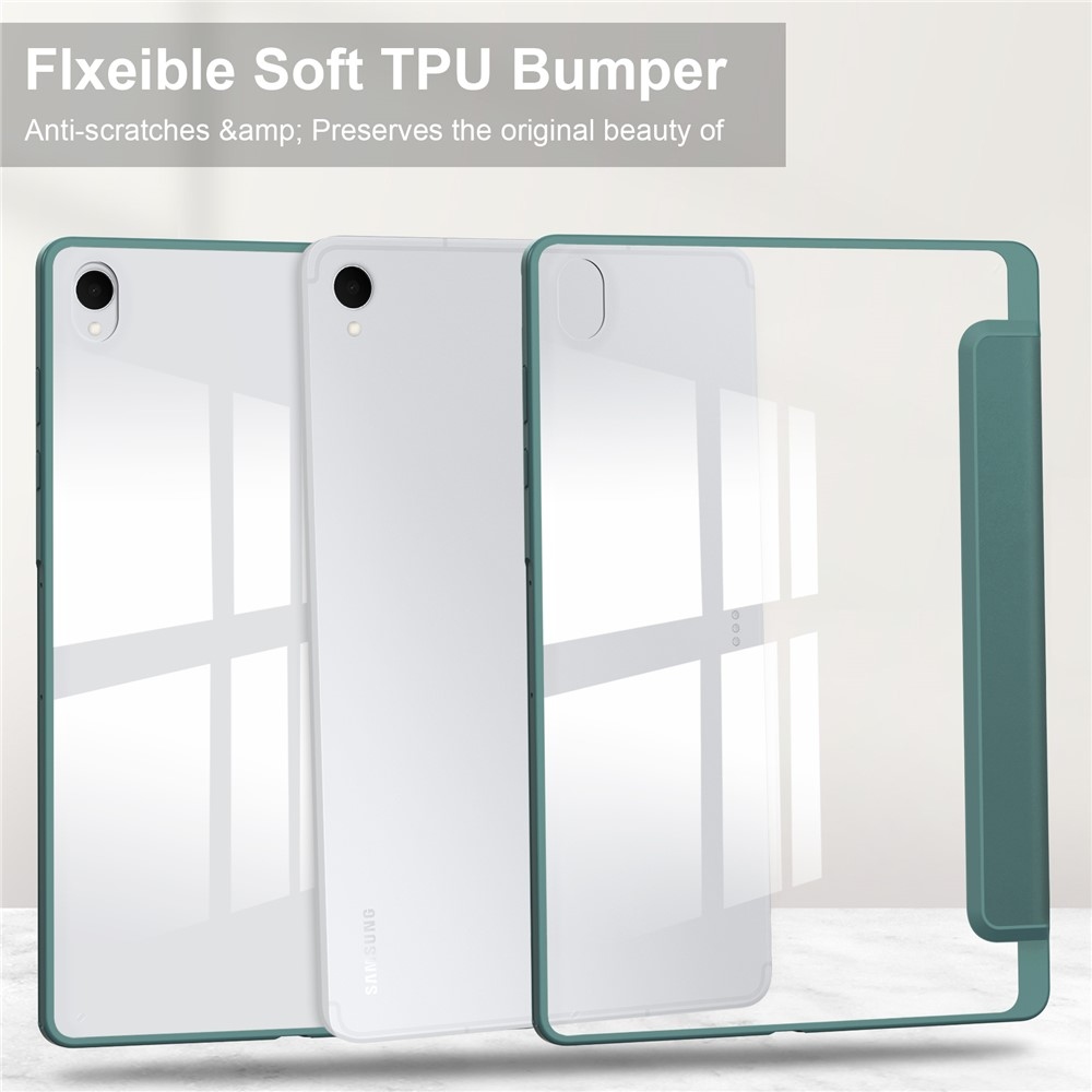 Case okos, zárható tok merev hátlappal a Samsung Galaxy Tab S12+ készülékhez – zöld