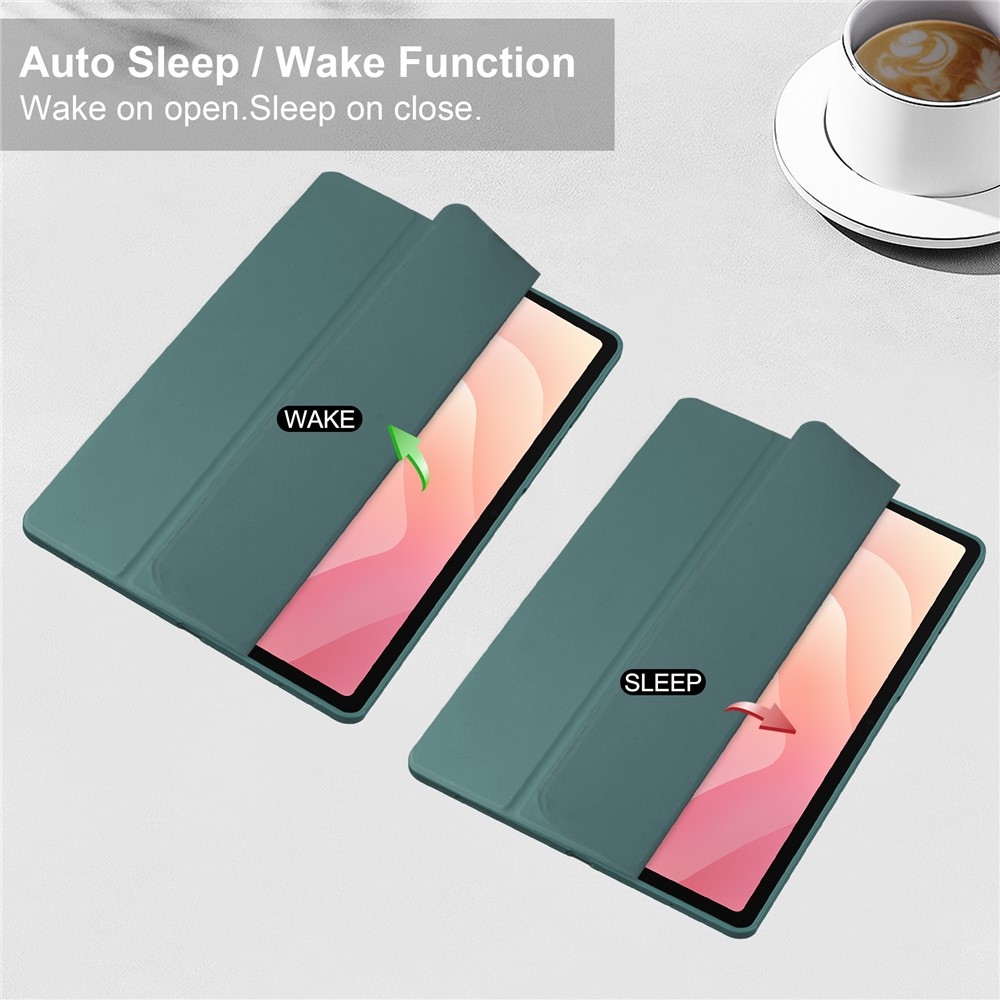 Case okos, zárható tok merev hátlappal a Samsung Galaxy Tab S12+ készülékhez – zöld