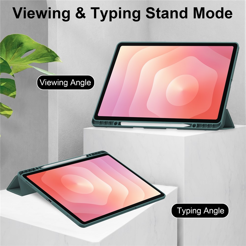 Case okos, zárható tok merev hátlappal a Samsung Galaxy Tab S12+ készülékhez – zöld
