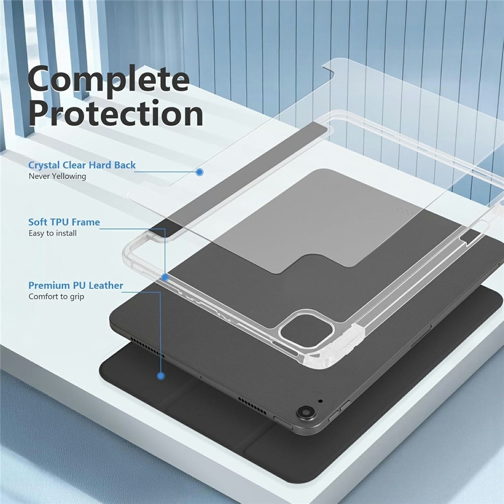 Tok okos záródó tok fix hátlappal iPad Air 11 (2024)/(2025)/(2026) készülékhez - fekete