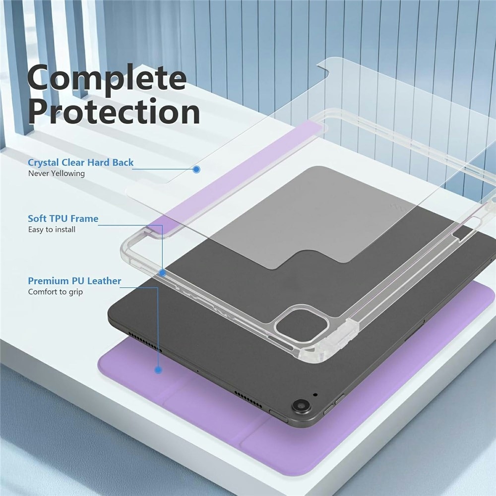 Tok okos záródó tok fix hátlappal iPad Air 11 (2024)/(2025)/(2026) - lila