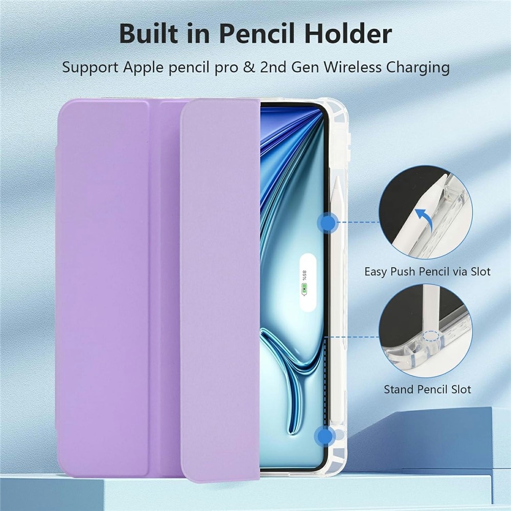 Tok okos záródó tok fix hátlappal iPad Air 11 (2024)/(2025)/(2026) - lila