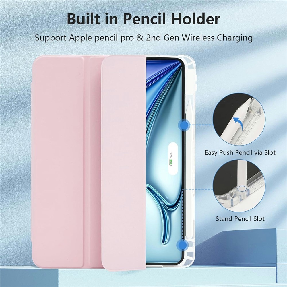 Tok okos záródó tok fix hátlappal iPad Air 11 (2024)/(2025)/(2026) iPad Air 11 készülékhez - rózsaszín