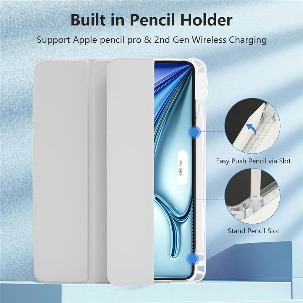 Tok okos záródó tok fix hátlappal iPad Air 11 (2024)/(2025)/(2026) iPad Air 11 készülékhez - szürke