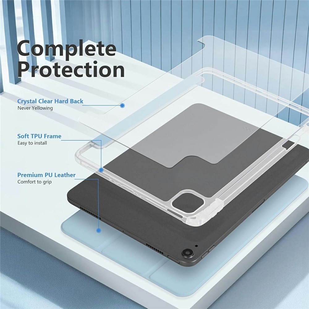 Tok okos záródó tok fix hátlappal iPad Air 11 (2024)/(2025)/(2026) készülékhez - világoskék színben