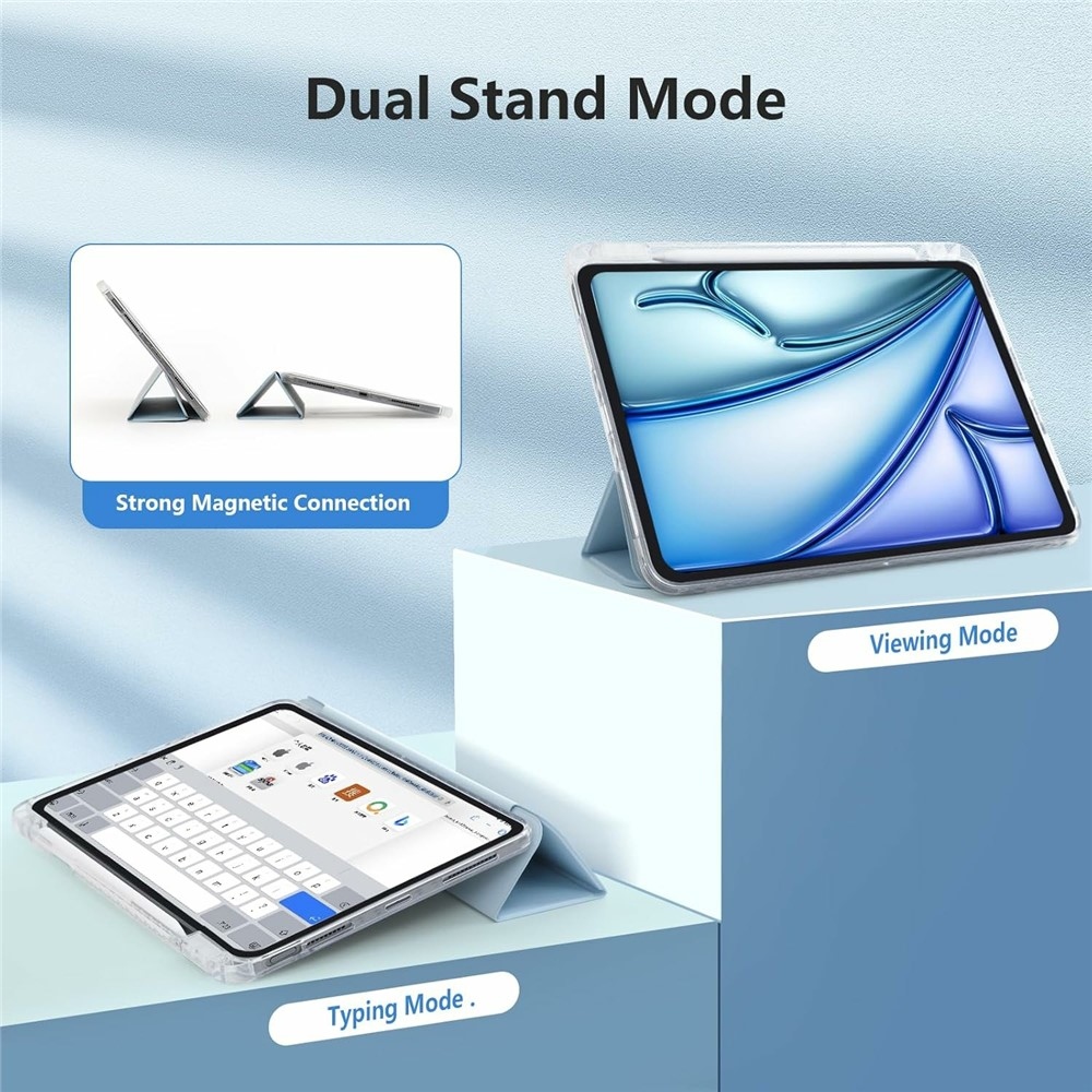 Tok okos záródó tok fix hátlappal iPad Air 11 (2024)/(2025)/(2026) készülékhez - világoskék színben