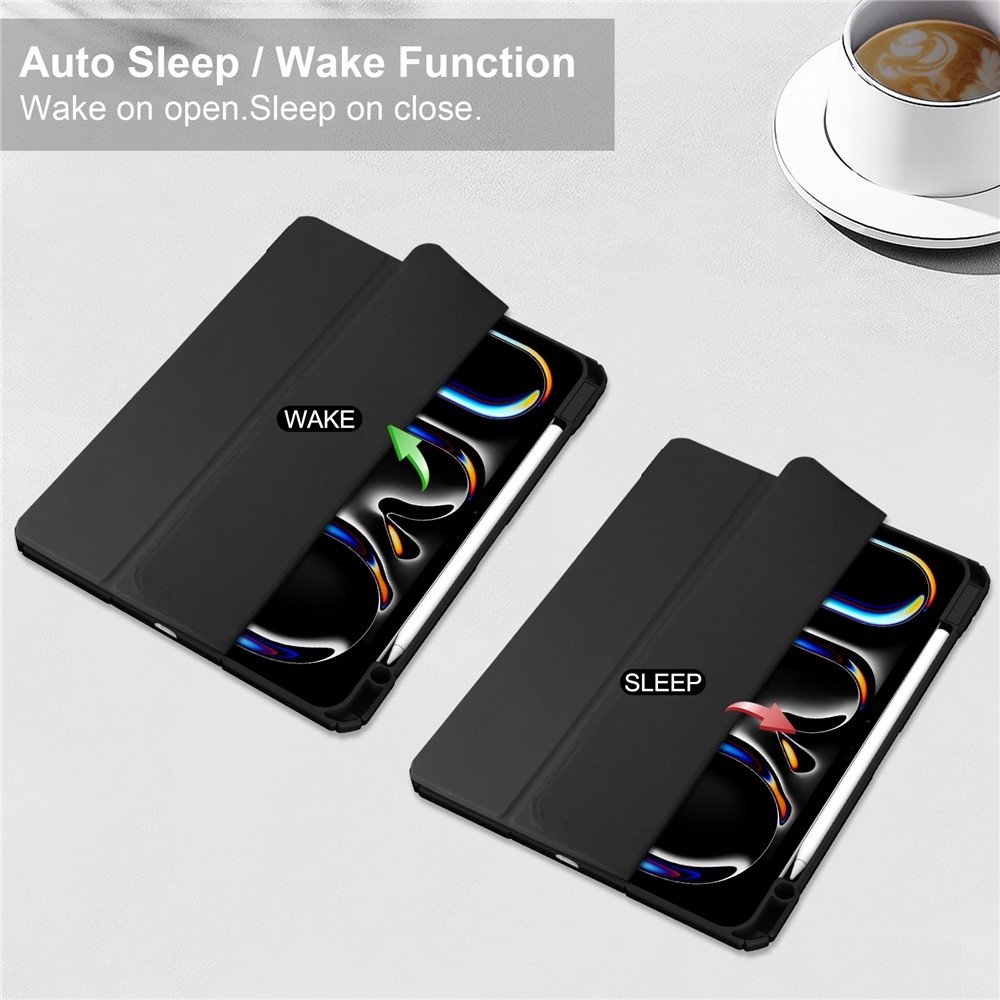 Tok okos záródó tok fix hátlappal iPad Pro 11 (2024)/(2025) iPad Pro 11 készülékhez - fekete