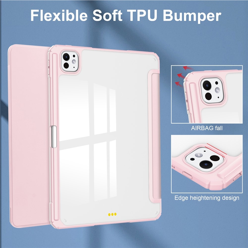 Tok okos záródó tok fix hátlappal iPad Pro 11 (2024)/(2025) - rózsaszín