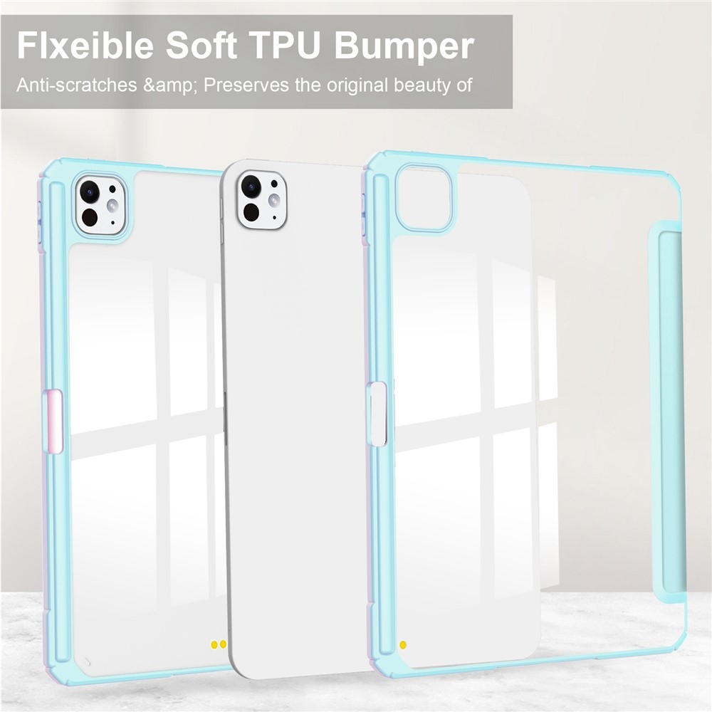 Tok okos záródó tok fix hátlappal iPad Pro 11 (2024)/(2025) - világoskék