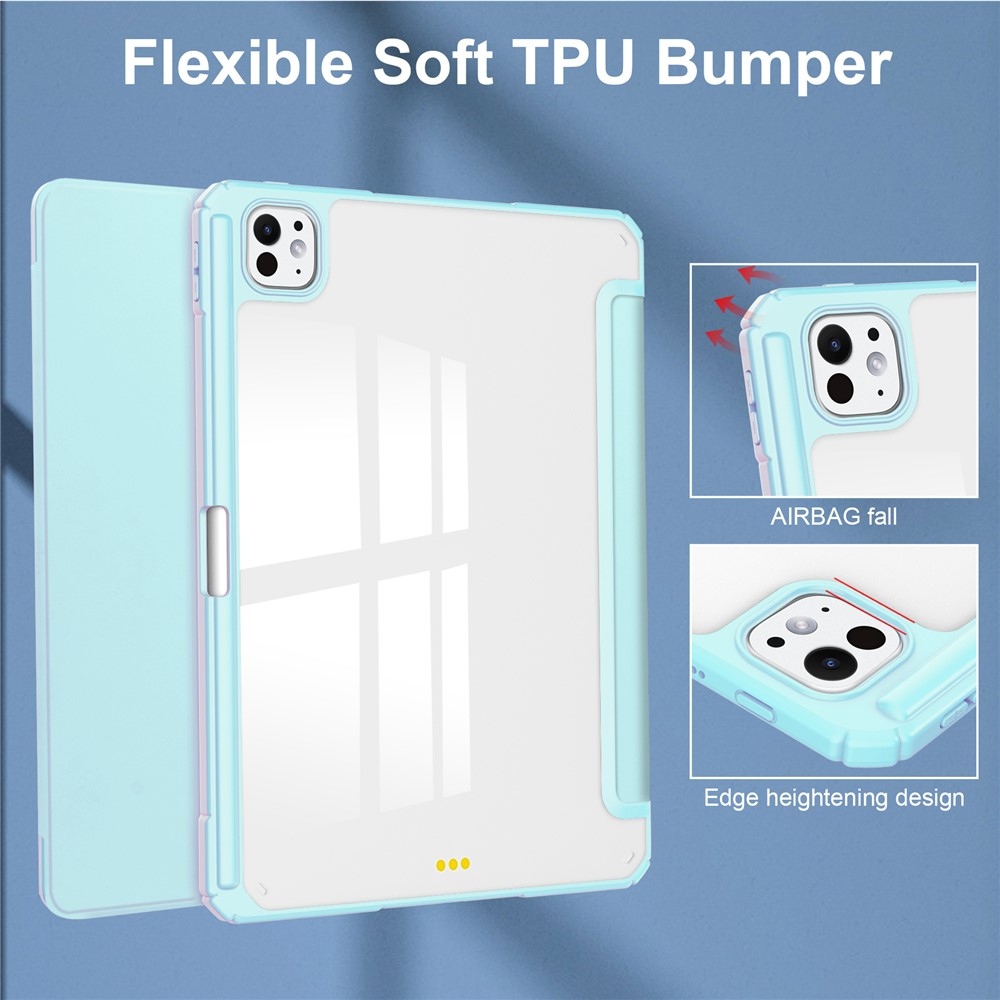 Tok okos záródó tok fix hátlappal iPad Pro 11 (2024)/(2025) - világoskék