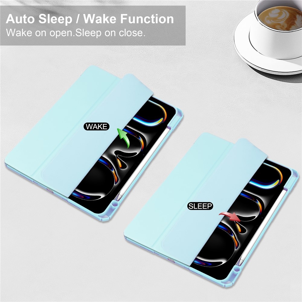 Tok okos záródó tok fix hátlappal iPad Pro 11 (2024)/(2025) - világoskék