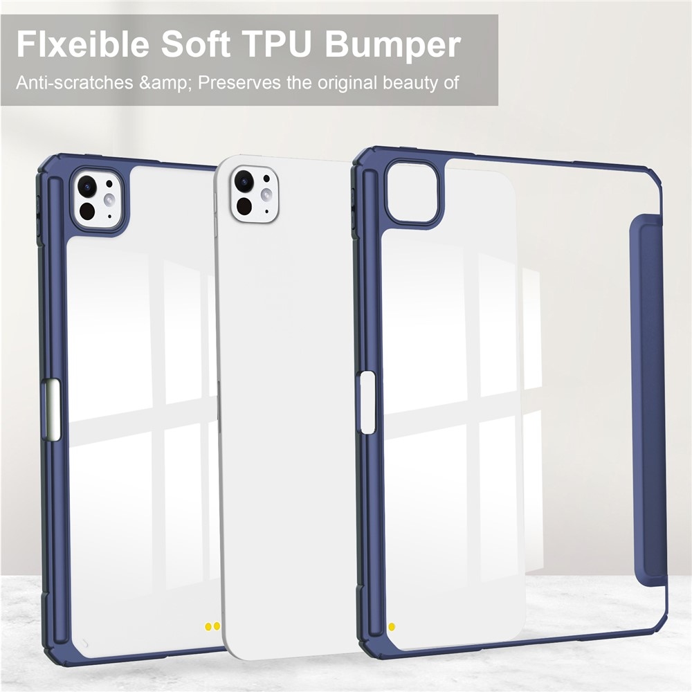 Tok okos záródó tok fix hátlappal iPad Pro 11 (2024)/(2025) - sötétkék