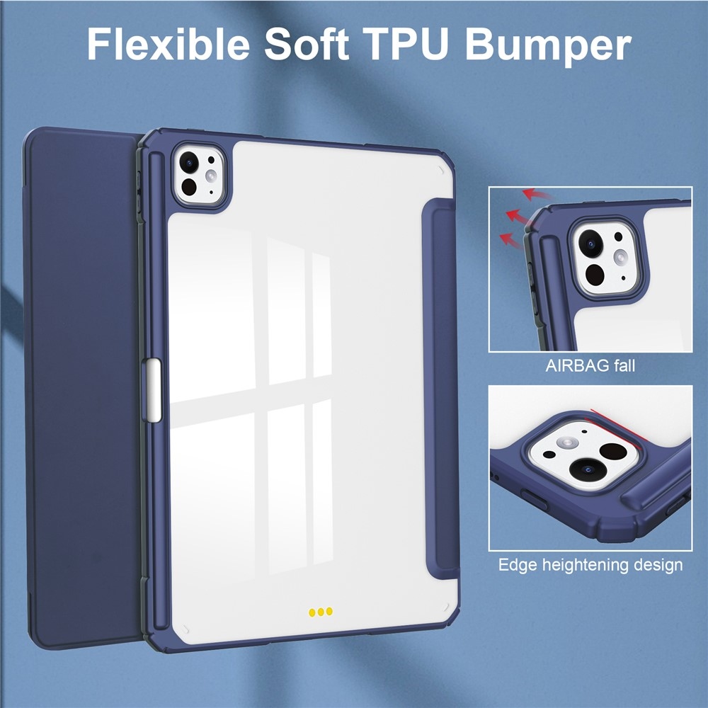 Tok okos záródó tok fix hátlappal iPad Pro 11 (2024)/(2025) - sötétkék