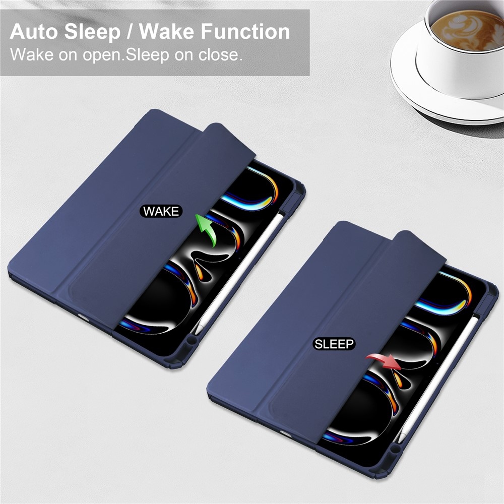 Tok okos záródó tok fix hátlappal iPad Pro 11 (2024)/(2025) - sötétkék