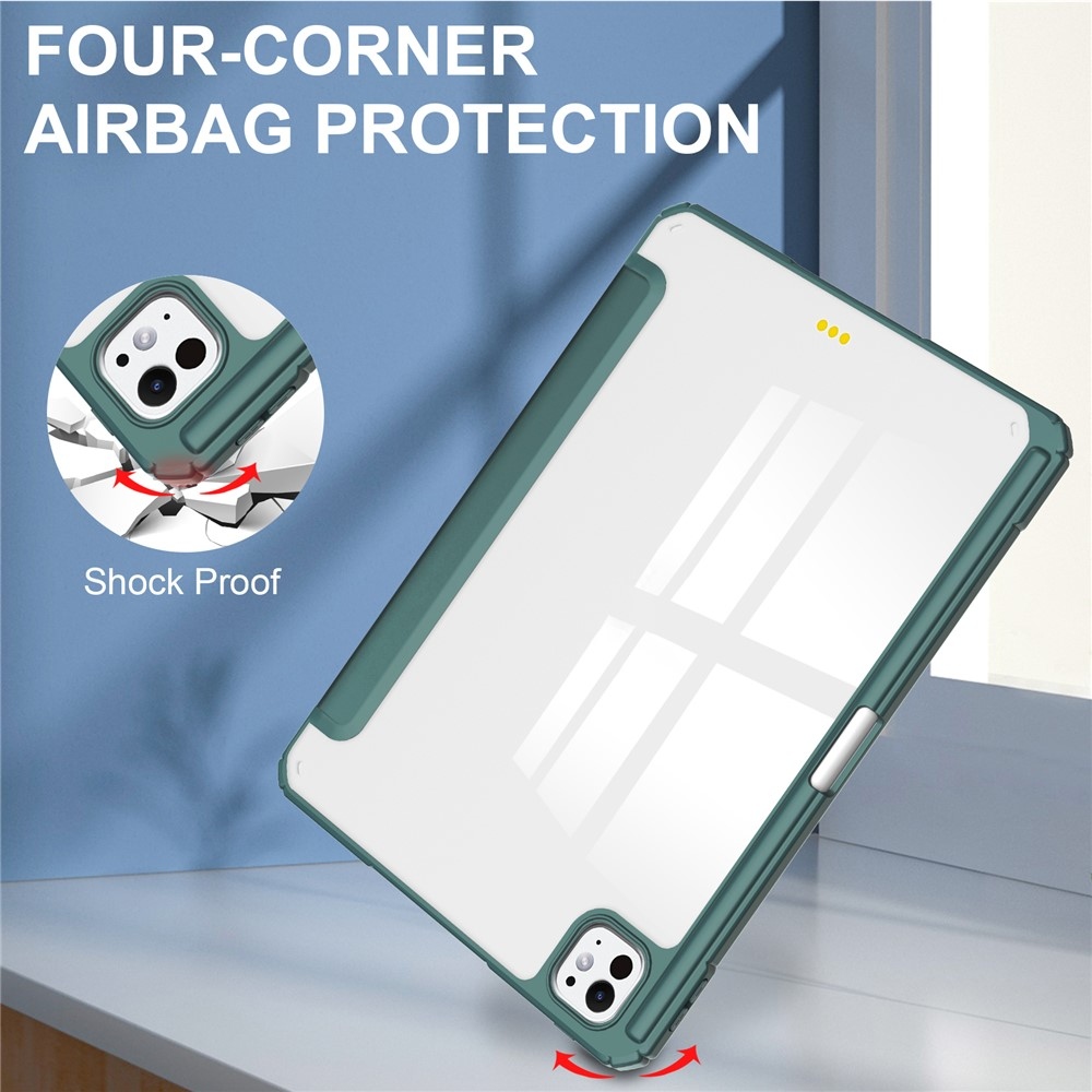 Tok okos záródó tok fix hátlappal iPad Pro 11 (2024)/(2025) iPad Pro 11 készülékhez - zöld