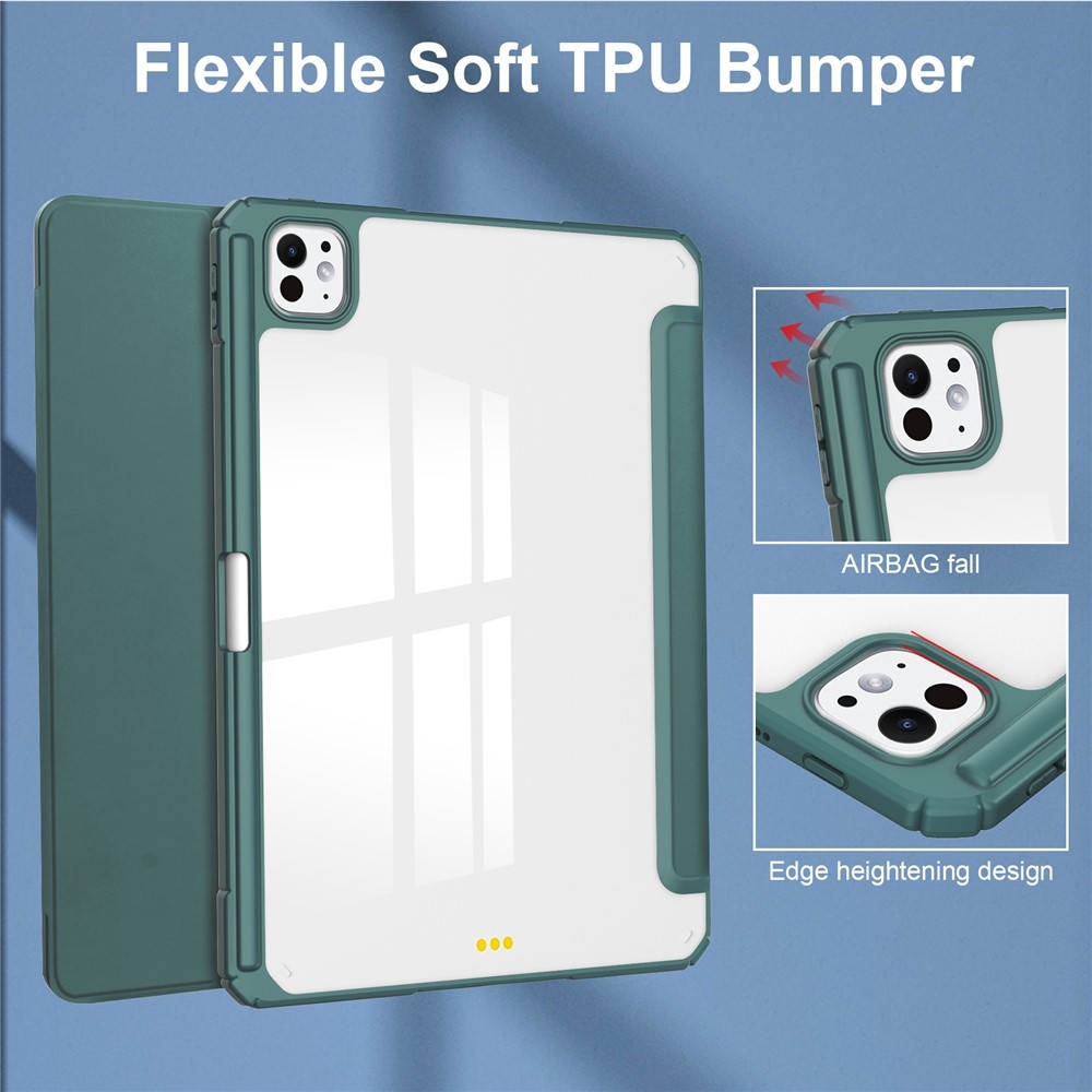 Tok okos záródó tok fix hátlappal iPad Pro 11 (2024)/(2025) iPad Pro 11 készülékhez - zöld