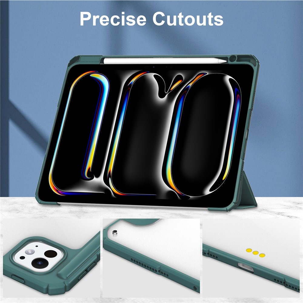 Tok okos záródó tok fix hátlappal iPad Pro 11 (2024)/(2025) iPad Pro 11 készülékhez - zöld