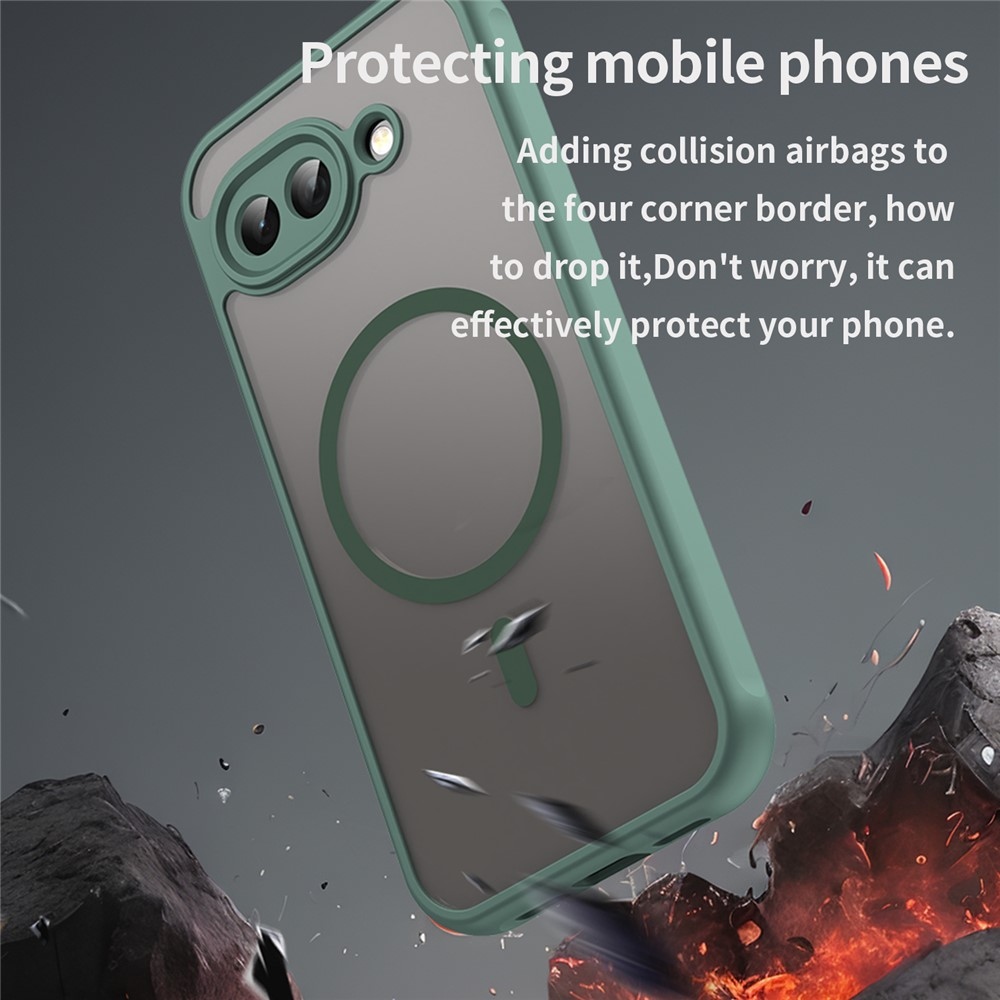 Matta zselés tok MagSafe tokkal a Google Pixel 10a készülékre - zöld