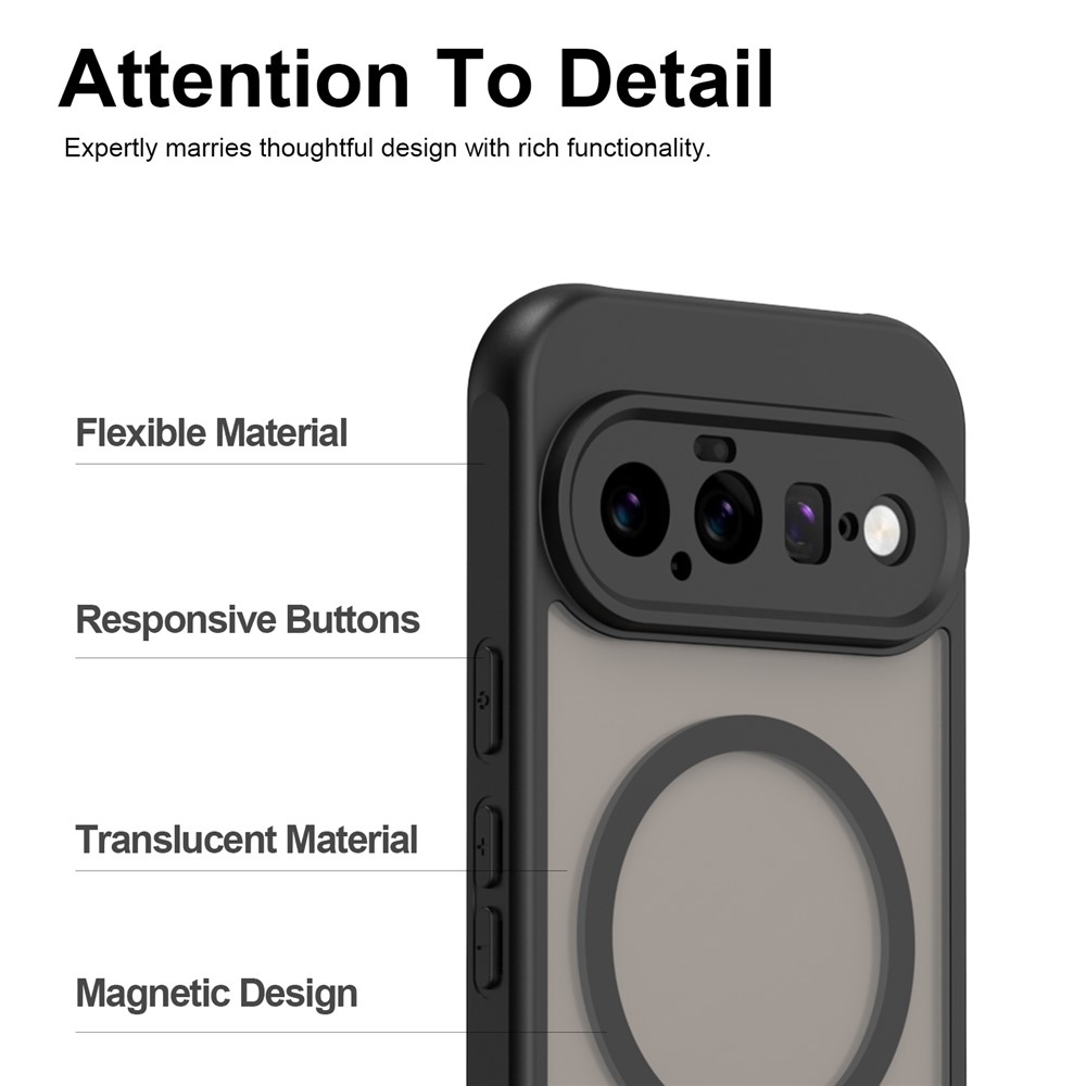 Mát matt gél tok MagSafe-kompatibilis Google Pixel 11-hez – fekete