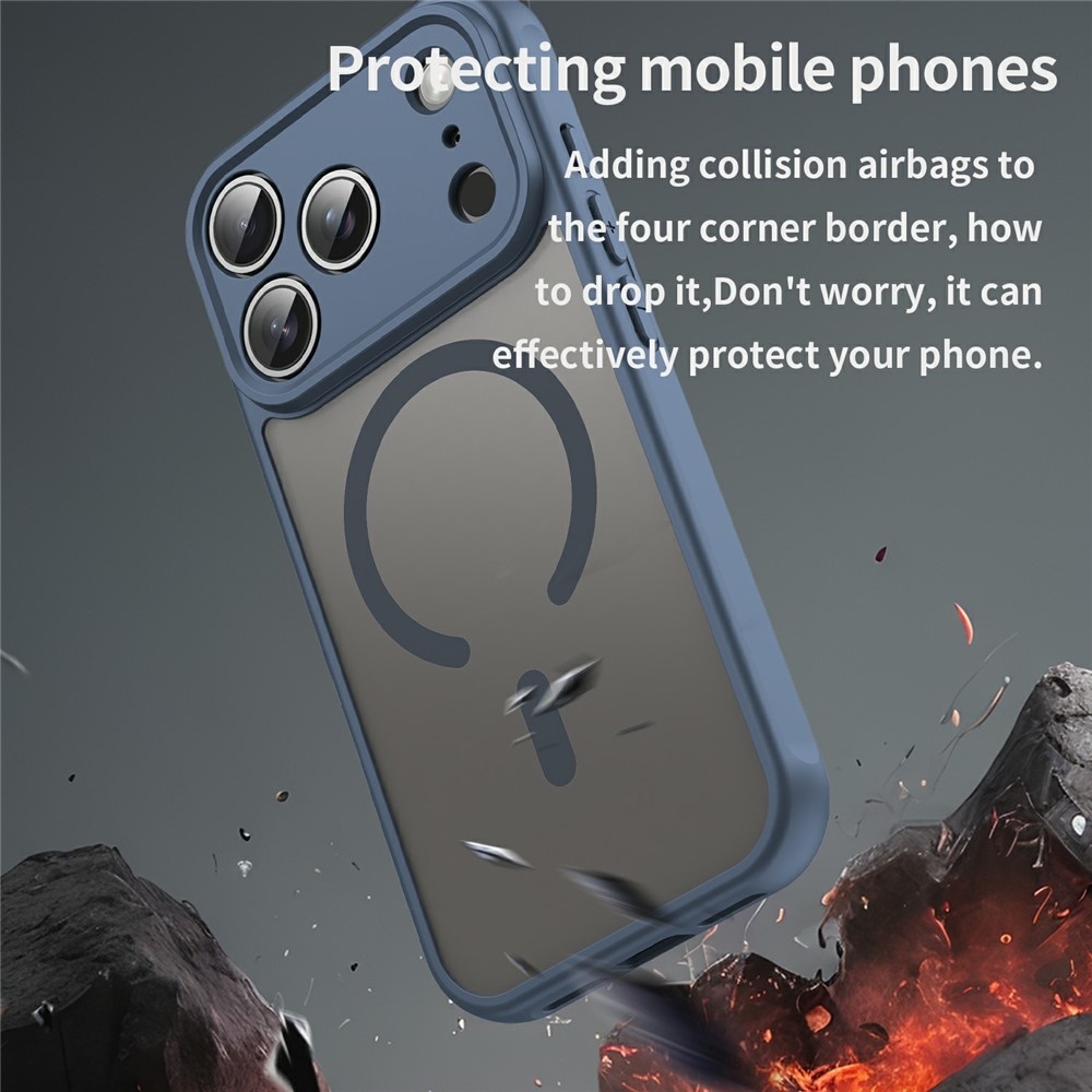 Case matt gél tok MagSafe-kompatibilis iPhone 18 Pro Max/17 Pro Max-hoz – kék
