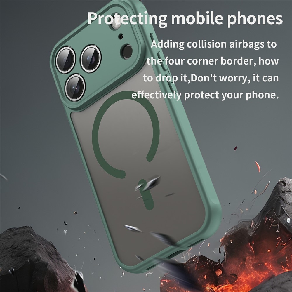 Case matt gél tok MagSafe-vel az iPhone 18 Pro Max/17 Pro Max-hoz – zöld