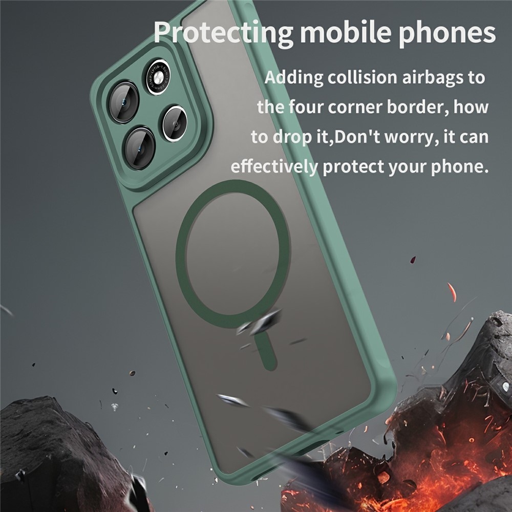 Matt gél tok MagSafe-kompatibilis Motorola Moto G86 Power 5G-hez – zöld
