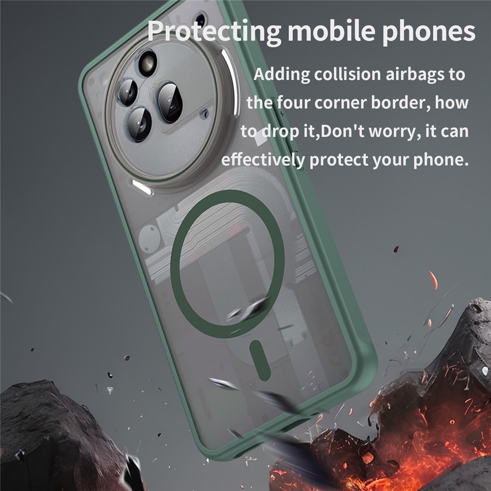 Matta zselés tok MagSafe-zselével a Nothing Phone (3a) Pro készülékhez - zöld