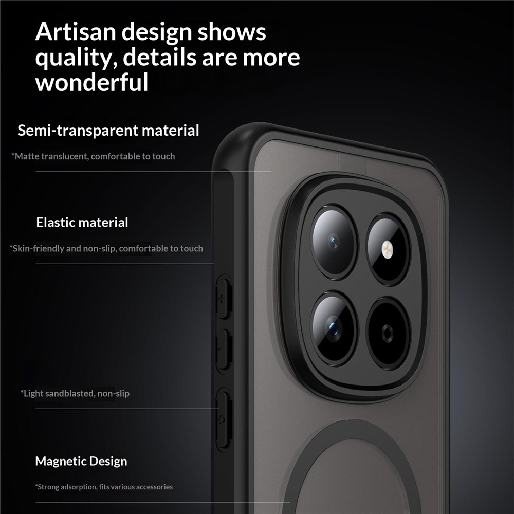 Matt zselés tok MagSafe tokkal a Xiaomi Redmi Note 15 Pro 5G-re - fekete