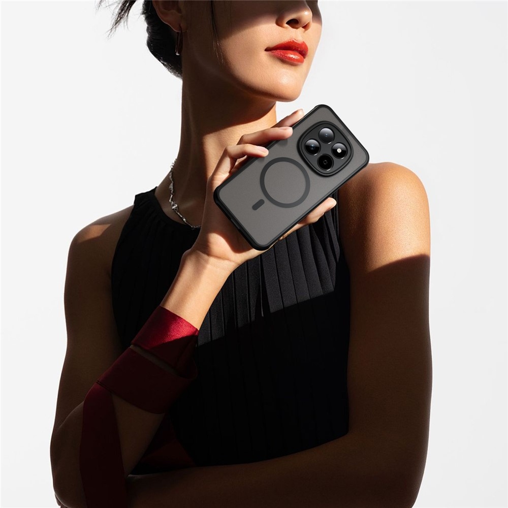 Matt zselés tok MagSafe tokkal a Xiaomi Redmi Note 15 Pro 5G-re - fekete