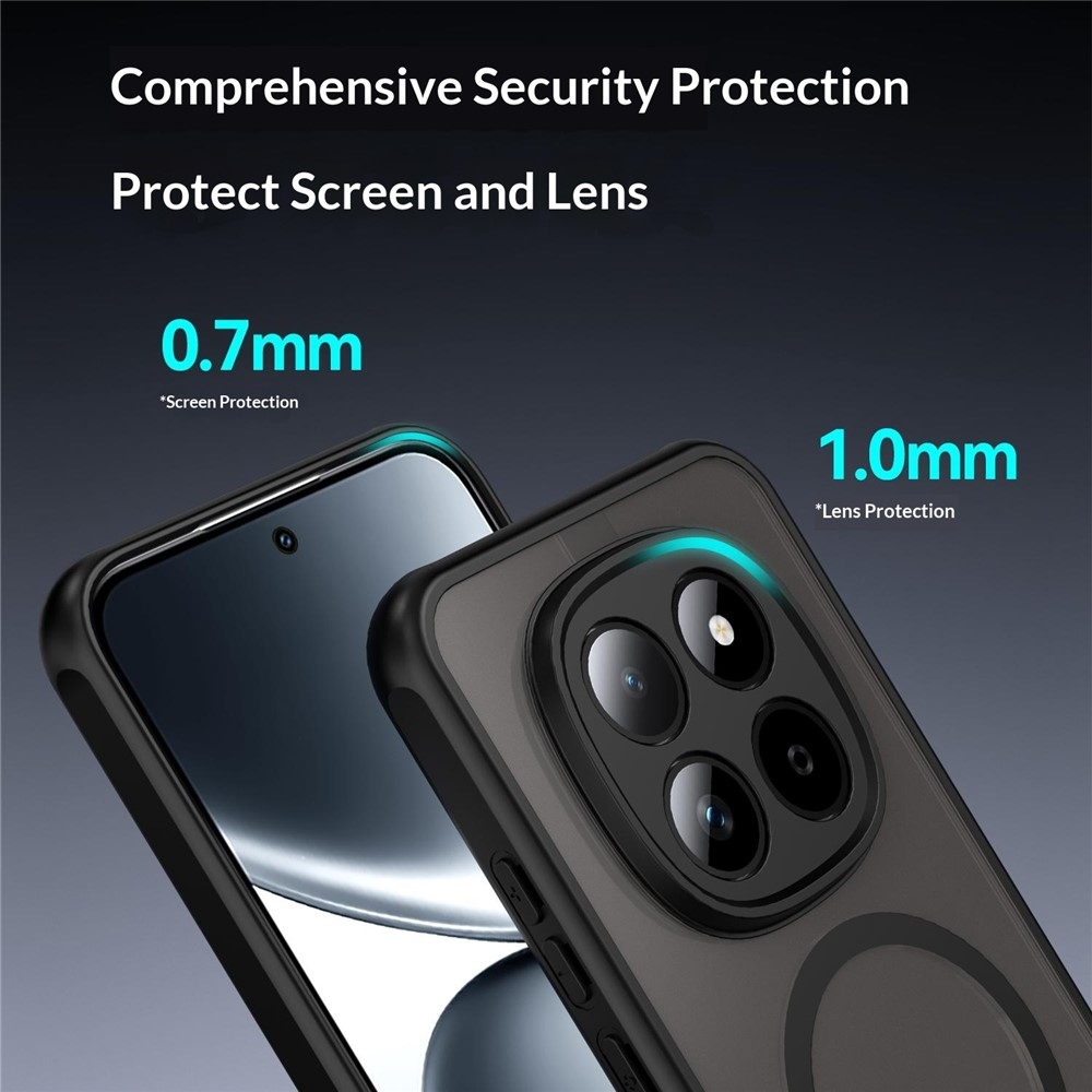 Matt zselés tok MagSafe tokkal a Xiaomi Redmi Note 15 Pro 5G-re - fekete