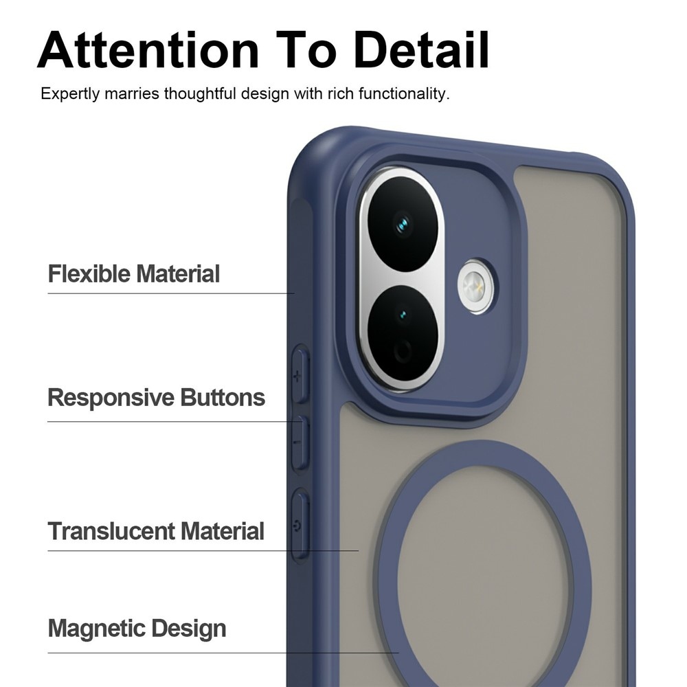 Matte gél tok MagSafe-kompatibilis a Xiaomi Redmi Note 17 Pro 5G-hez – kék