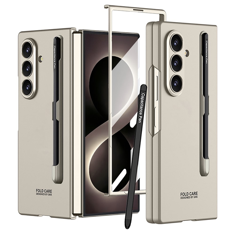 Műanyag tok védőüveggel a kijelzőhöz + érintőceruza a Samsung Galaxy Z Fold8 Ultra 5G-hez – világosszürke