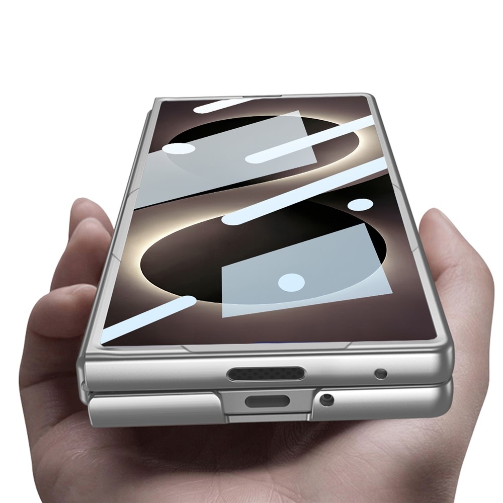 Műanyag tok védőüveggel a kijelzőhöz + érintőceruza a Samsung Galaxy Z Fold8 Ultra 5G-hez – világosszürke