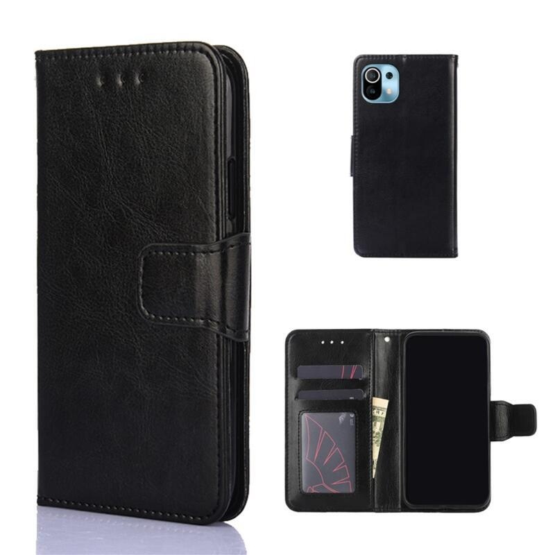 tok PU bőr pénztárca tok Xiaomi Mi 11-hez - fekete