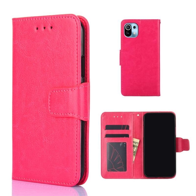 tok PU bőr pénztárca tok Xiaomi Mi 11 - rózsaszínű