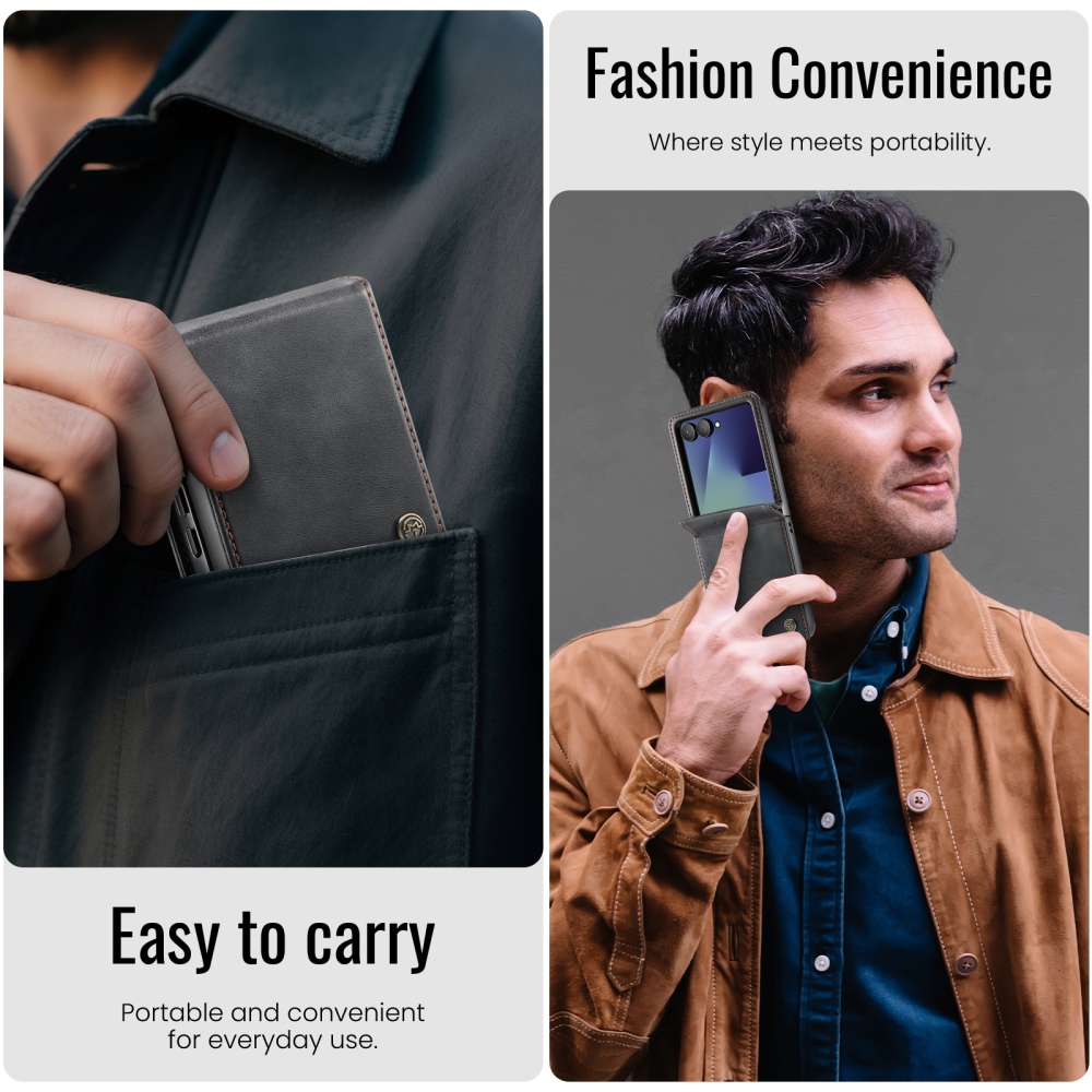 CASEME könyvformájú tok a Samsung Galaxy Z Flip8 5G-hez – fekete