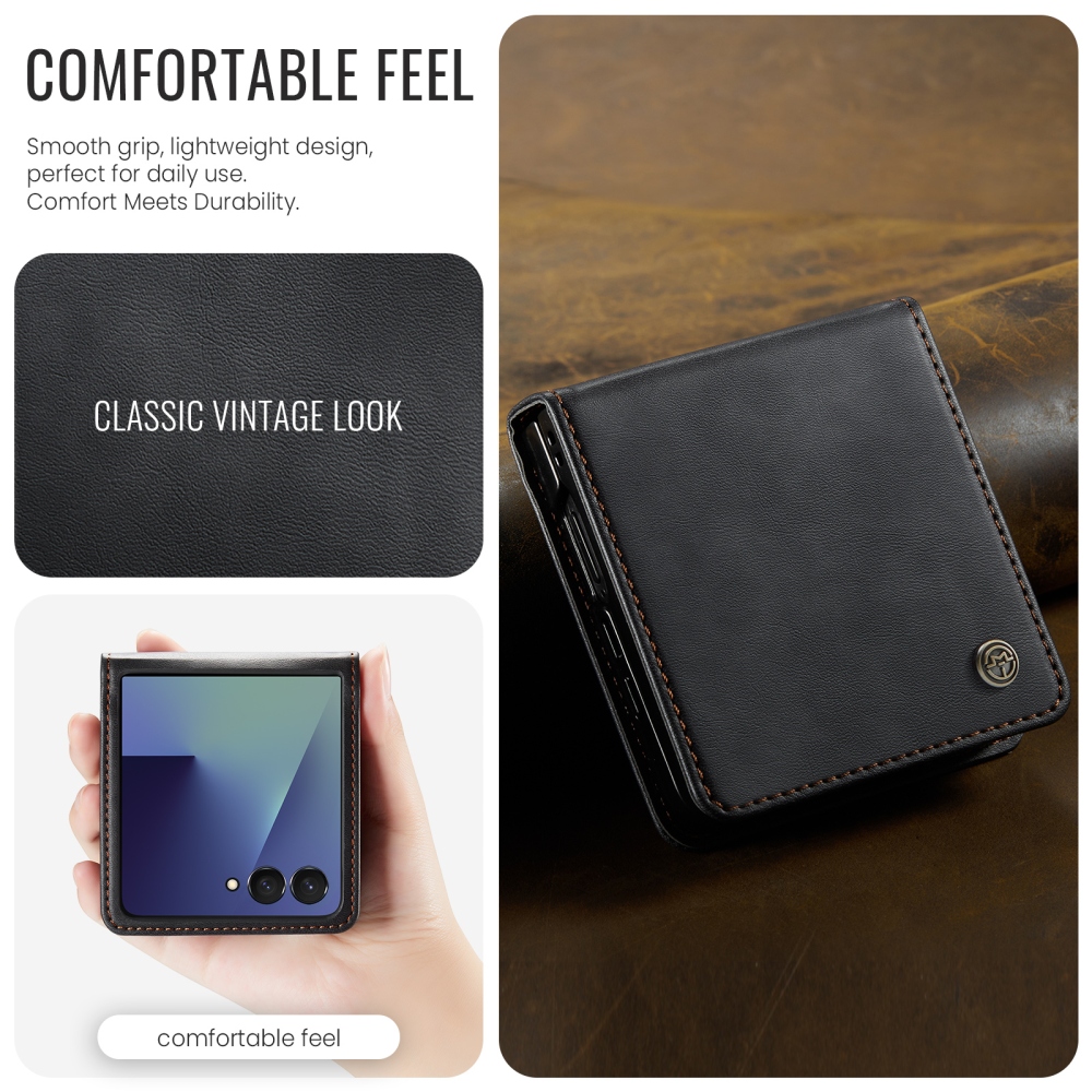 CASEME könyvformájú tok a Samsung Galaxy Z Flip8 5G-hez – fekete