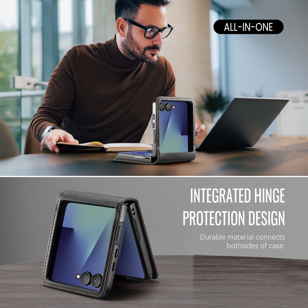 CASEME könyvformájú tok a Samsung Galaxy Z Flip8 5G-hez – fekete