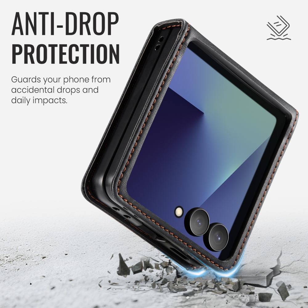 CASEME könyvformájú tok a Samsung Galaxy Z Flip8 5G-hez – fekete
