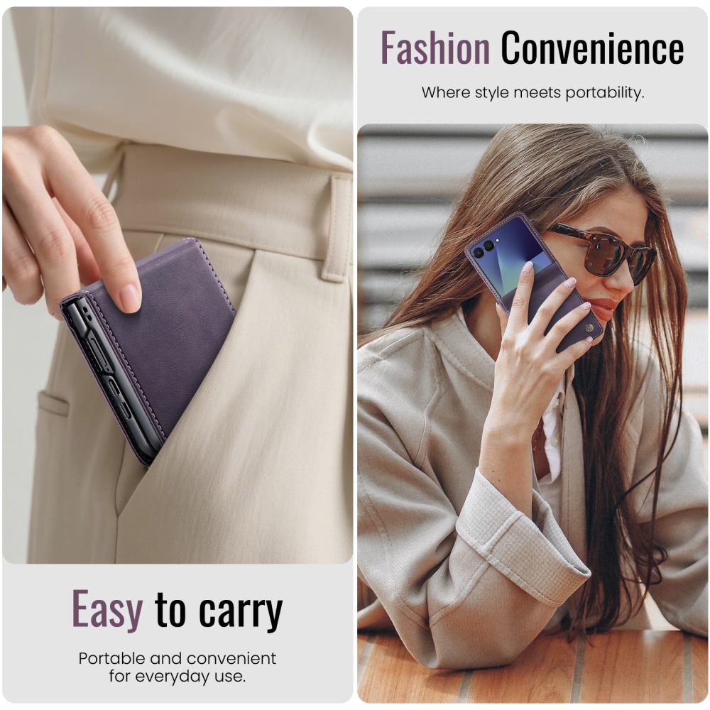 CASEME könyvformájú tok a Samsung Galaxy Z Flip8 5G-hez – lila
