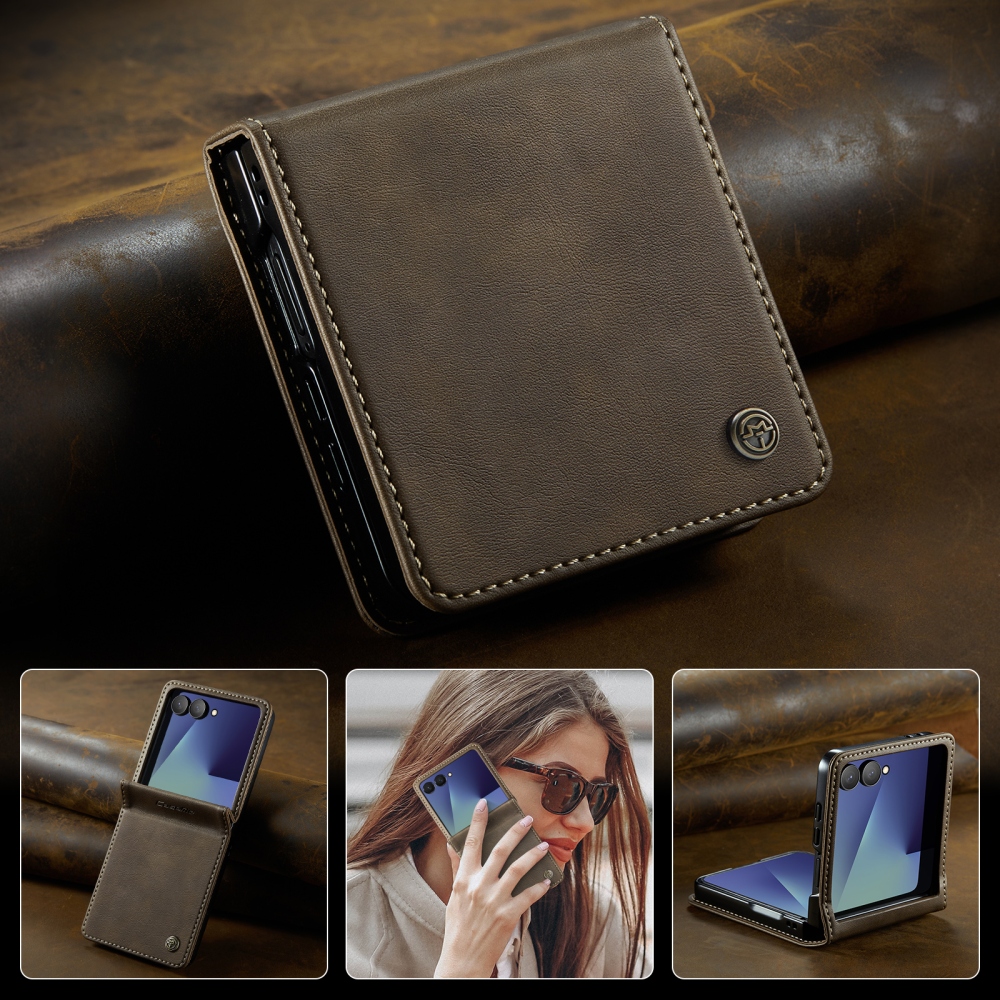 CASEME könyvformájú tok a Samsung Galaxy Z Flip8 5G-hez – barna