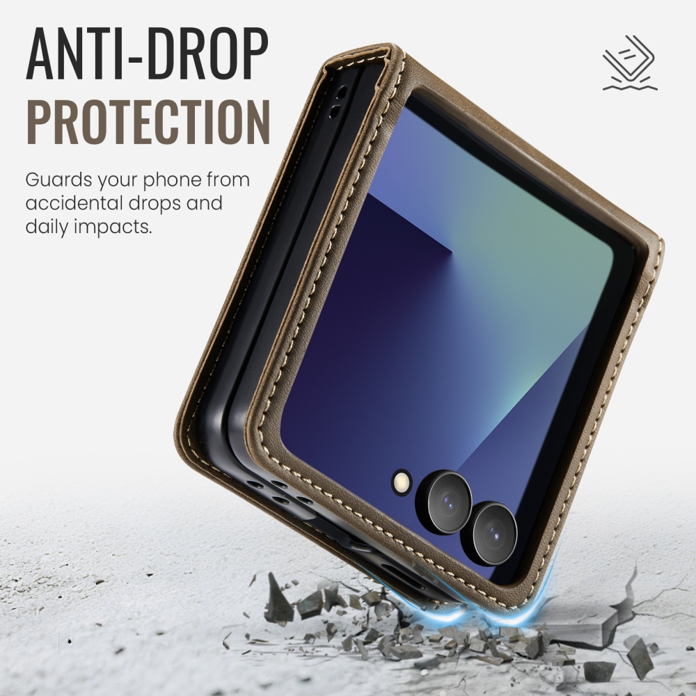 CASEME könyvformájú tok a Samsung Galaxy Z Flip8 5G-hez – barna