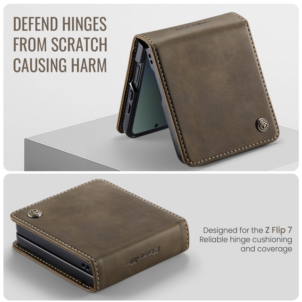 CASEME könyvformájú tok a Samsung Galaxy Z Flip8 5G-hez – barna