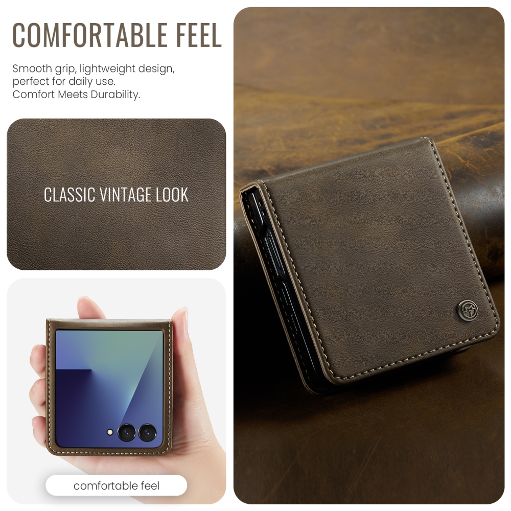 CASEME könyvformájú tok a Samsung Galaxy Z Flip8 5G-hez – barna