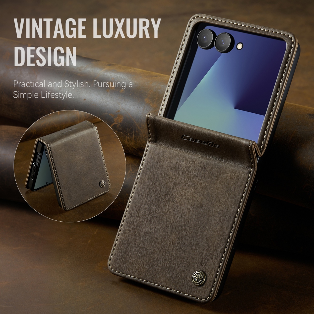 CASEME könyvformájú tok a Samsung Galaxy Z Flip8 5G-hez – barna