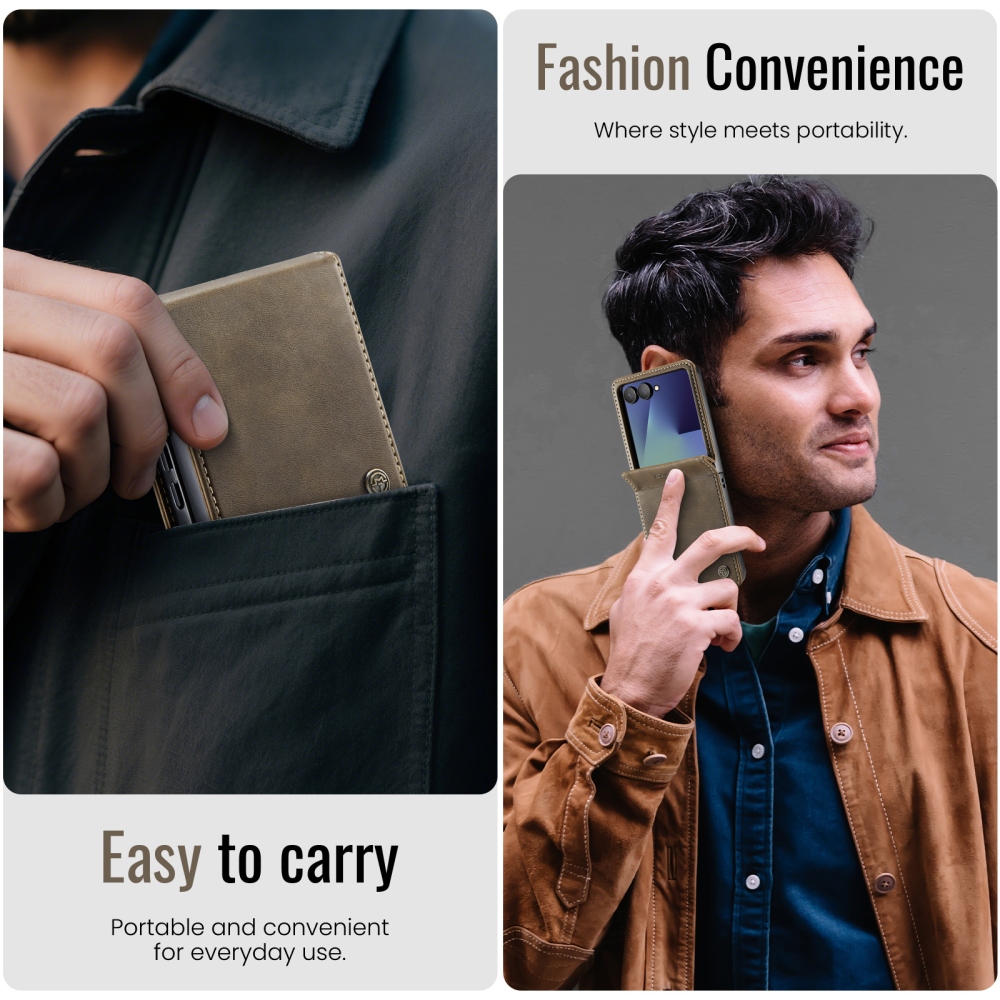 CASEME könyvformájú tok a Samsung Galaxy Z Flip8 5G-hez – barna