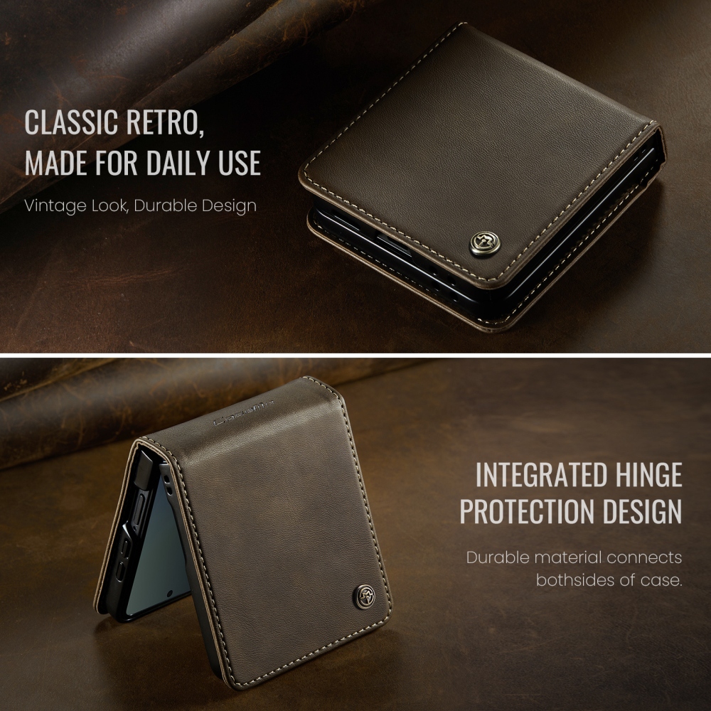 CASEME könyvformájú tok a Samsung Galaxy Z Flip8 5G-hez – barna