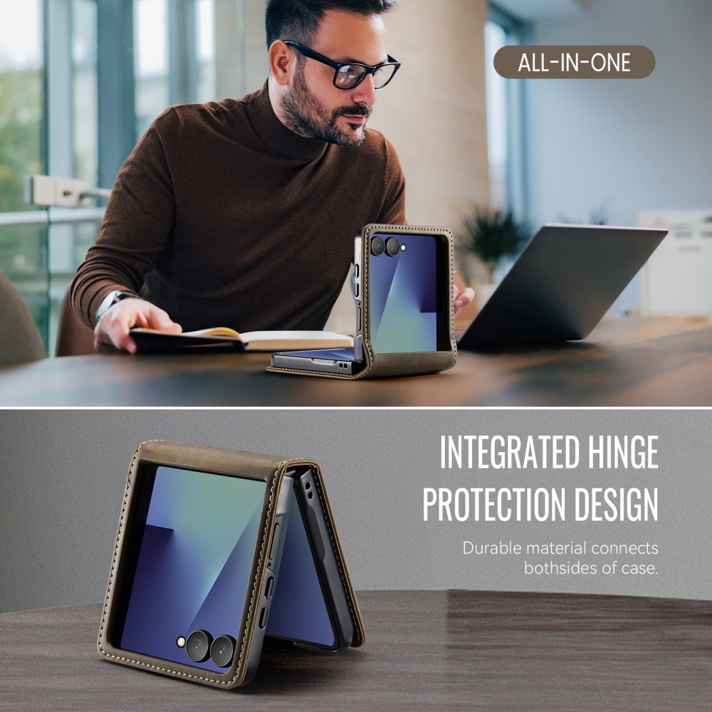 CASEME könyvformájú tok a Samsung Galaxy Z Flip8 5G-hez – barna
