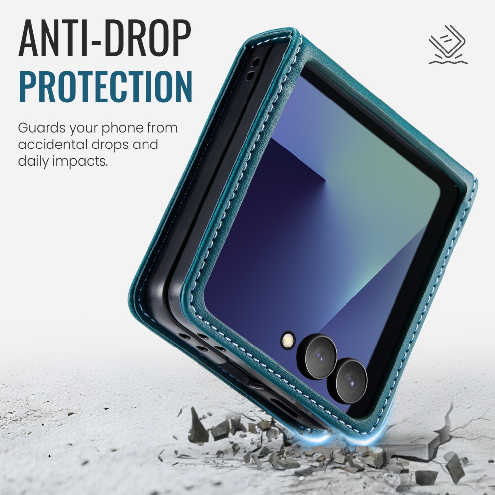 CASEME könyvformájú tok a Samsung Galaxy Z Flip8 5G-hez – kék-zöld